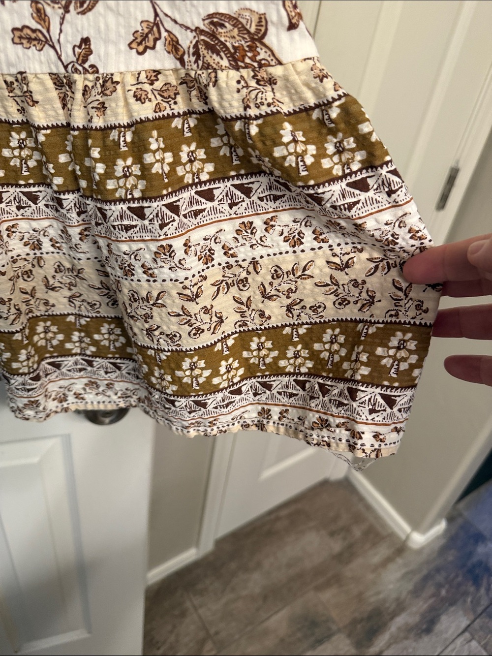 LOFT Long-Sleeve Tunic Dress with Brown Florals - Picture 3 of 3